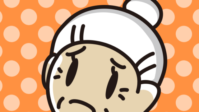 困っているおばあさんの顔のイラスト【色、背景あり】PNG