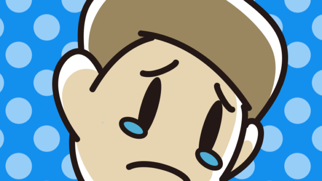 泣いている男性の顔のイラスト【色、背景あり】PNG