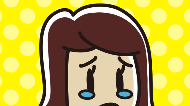 泣いている女子高校生の顔のイラスト【色、背景あり】PNG