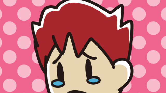 泣いている男子大学生の顔のイラスト【色、背景あり】PNG