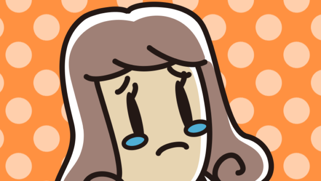 泣いている女子大学生の顔のイラスト【色、背景あり】PNG