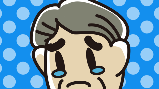 泣いているおじさんの顔のイラスト【色、背景あり】PNG