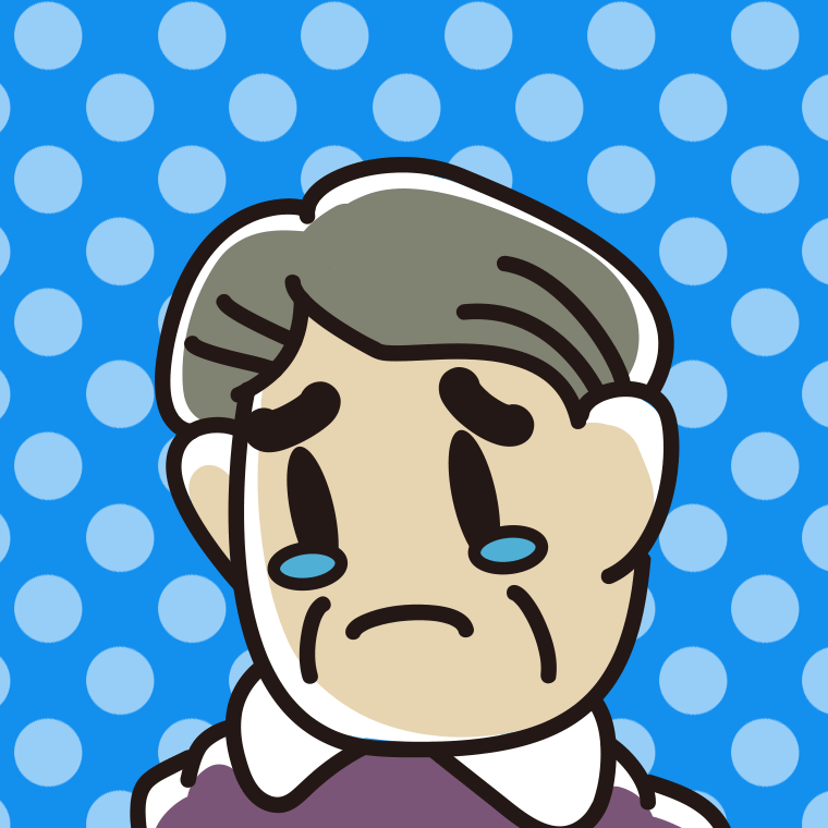 泣いているおじさんの顔のイラスト【色、背景あり】PNG