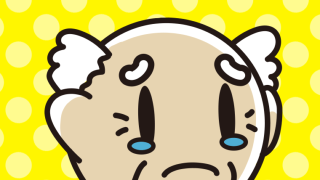 泣いているおじいさんの顔のイラスト【色、背景あり】PNG