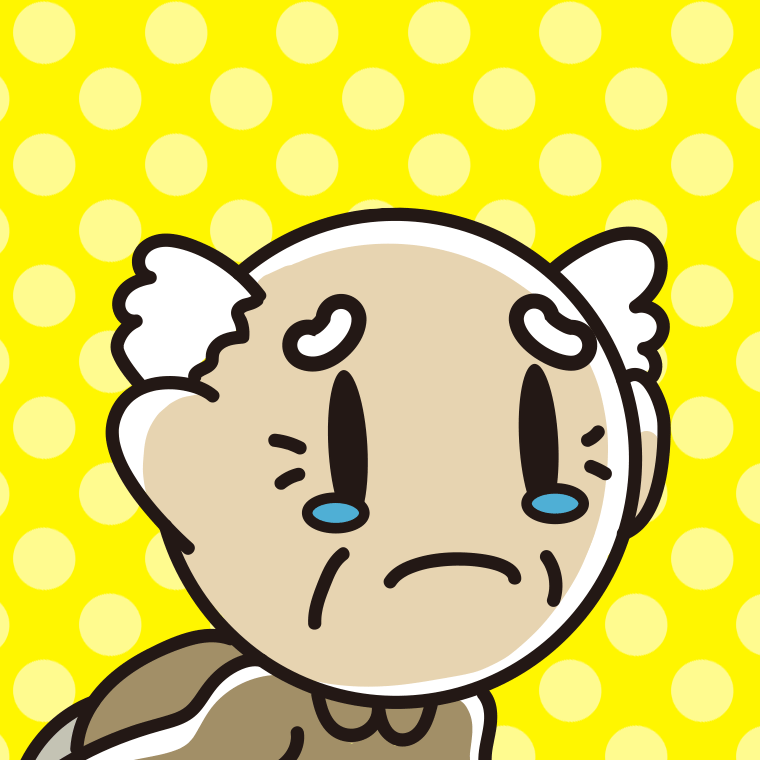 泣いているおじいさんの顔のイラスト【色、背景あり】PNG