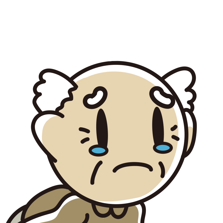 泣いているおじいさんの顔のイラスト【色あり、背景なし】透過PNG