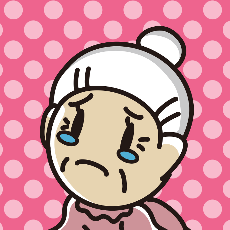 泣いているおばあさんの顔のイラスト【色、背景あり】PNG