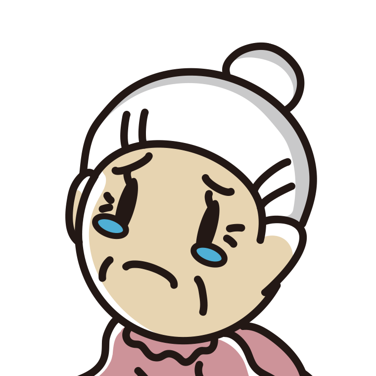 泣いているおばあさんの顔のイラスト【色あり、背景なし】透過PNG