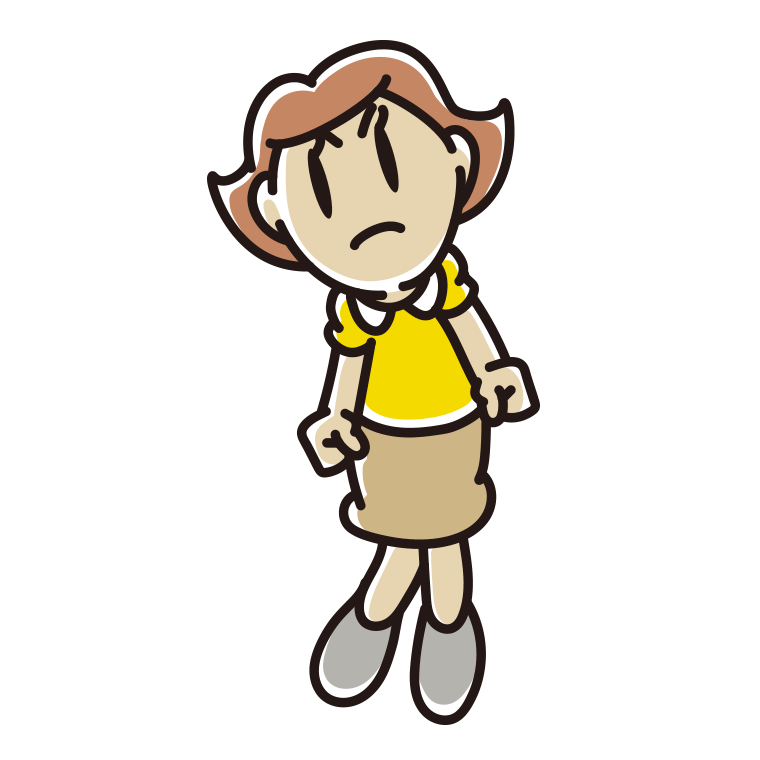 怒っている女性のイラスト【色あり、背景なし】透過PNG