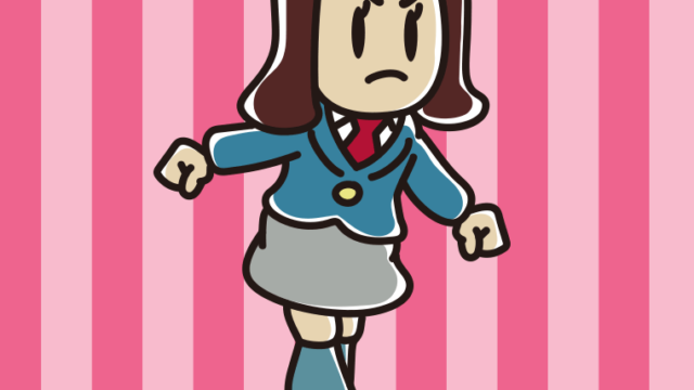 怒っている女子高校生のイラスト【色、背景あり】PNG