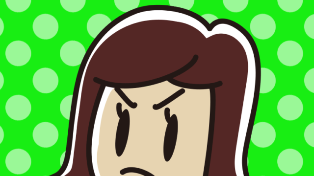 怒っている女子高校生の顔のイラスト【色、背景あり】PNG