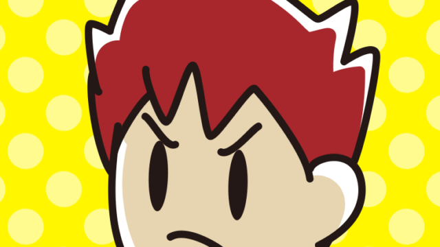 怒っている男子大学生の顔のイラスト【色、背景あり】PNG