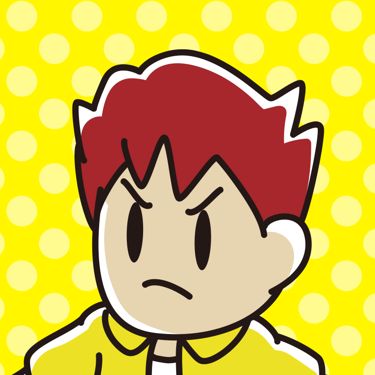怒っている男子大学生の顔のイラスト【色、背景あり】PNG