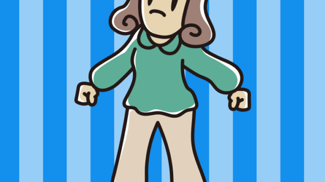 怒っている女子大学生のイラスト【色、背景あり】PNG