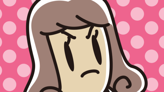 怒っている女子大学生の顔のイラスト【色、背景あり】PNG