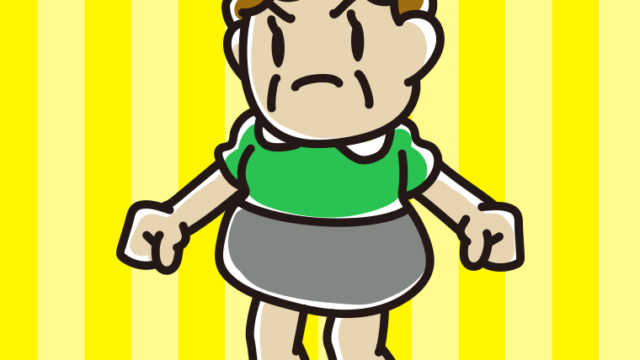 怒っているおばさんのイラスト【色、背景あり】PNG