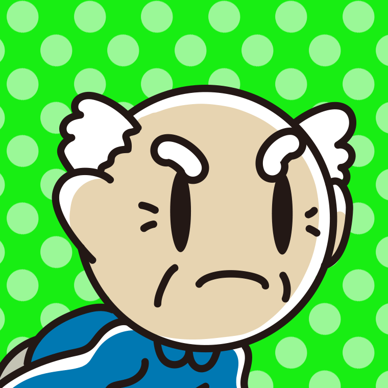 怒っているおじいさんの顔のイラスト【色、背景あり】PNG