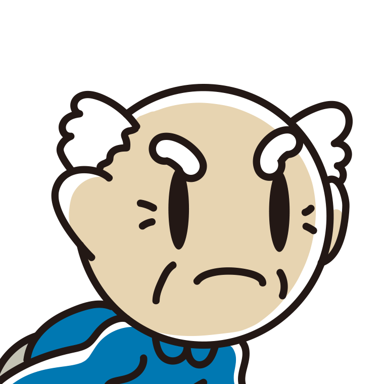 怒っているおじいさんの顔のイラスト【色あり、背景なし】透過PNG