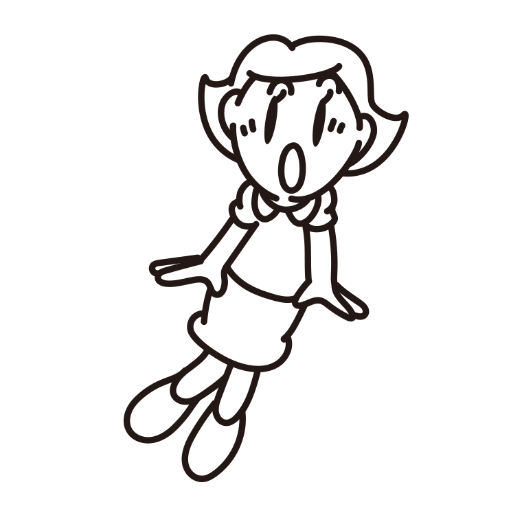 驚く女性のイラスト【線のみ】透過PNG