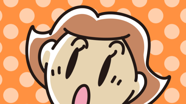 驚く女性の顔のイラスト【色、背景あり】PNG