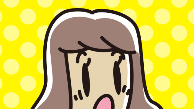 驚く女子大学生の顔のイラスト【色、背景あり】PNG