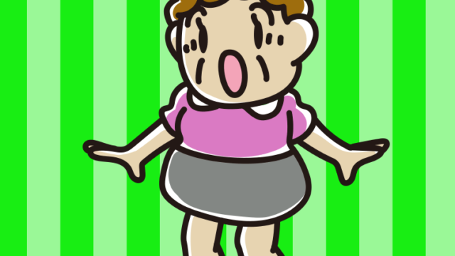 驚くおばさんのイラスト【色、背景あり】PNG