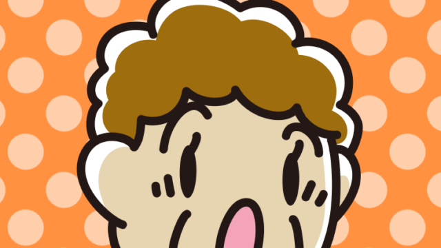 驚くおばさんの顔のイラスト【色、背景あり】PNG