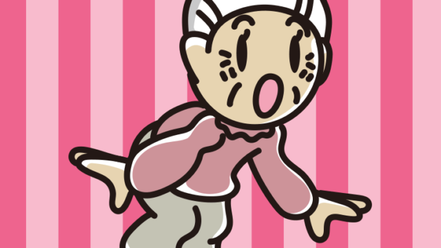 驚くおばあさんのイラスト【色、背景あり】PNG