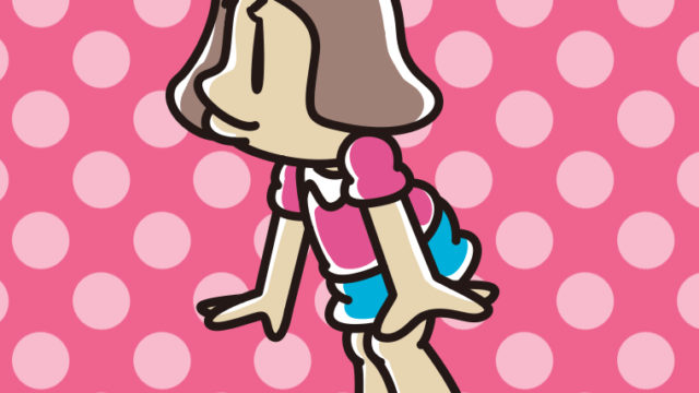 横向きに立っている小学生女子のイラスト【色、背景あり】PNG