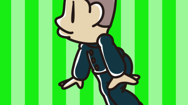 横向きに立っている男子中学生のイラスト【色、背景あり】PNG