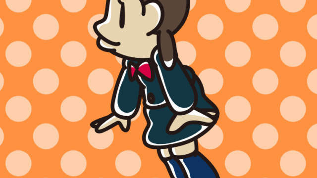 横向きに立っている女子中学生のイラスト【色、背景あり】PNG