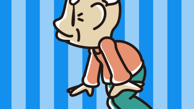 横向きに立っているおじいさんのイラスト【色、背景あり】PNG