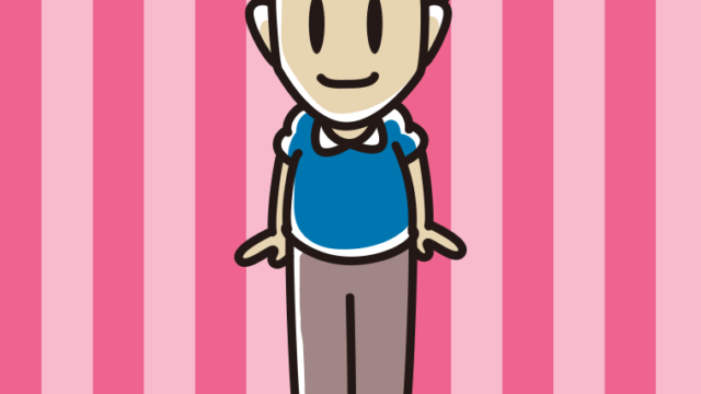 正面向きで立つ男性のイラスト【色、背景あり】PNG