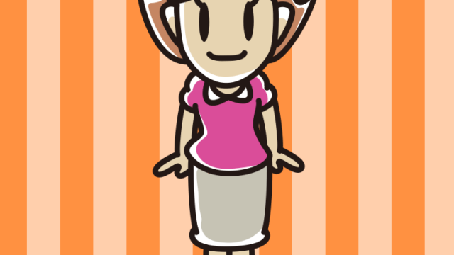 正面向きで立つ女性のイラスト【色、背景あり】PNG