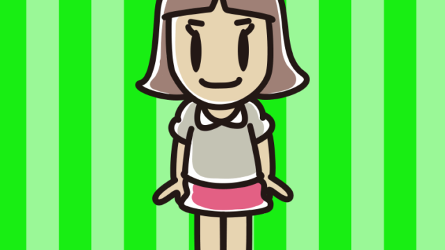 正面向きで立つ小学生女子のイラスト【色、背景あり】PNG