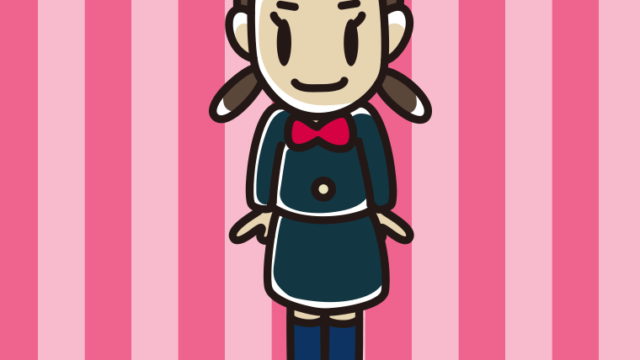 正面向きで立つ女子中学生のイラスト【色、背景あり】PNG