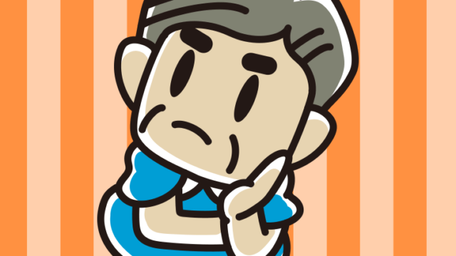 考えるおじさんのイラスト【色、背景あり】PNG