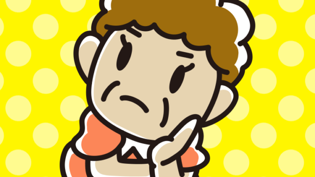 考えるおばさんのイラスト【色、背景あり】PNG