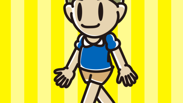 歩く小学生男子のイラスト【色、背景あり】PNG