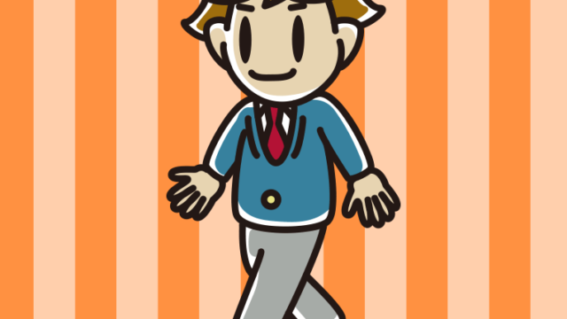 歩く男子高校生のイラスト【色、背景あり】PNG