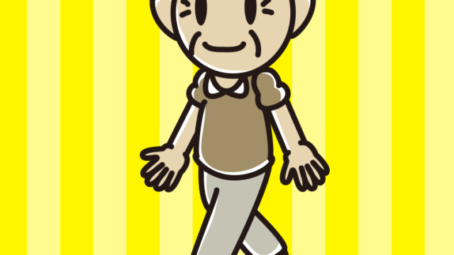 歩くおじいさんのイラスト【色、背景あり】PNG