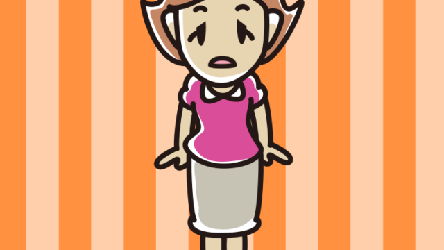 ぼーっと突っ立っている女性のイラスト【色、背景あり】PNG