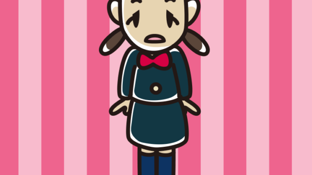 ぼーっと突っ立っている女子中学生のイラスト【色、背景あり】PNG