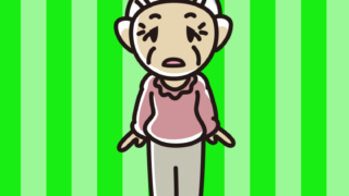 ぼーっと突っ立っているおばあさんのイラスト【色、背景あり】PNG