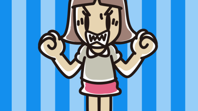 怒りが爆発する小学生女子のイラスト【色、背景あり】PNG