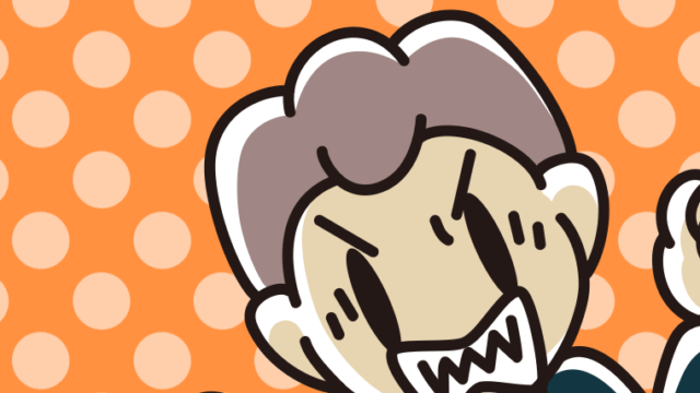 怒りが爆発する男子中学生の顔のイラスト【色、背景あり】PNG