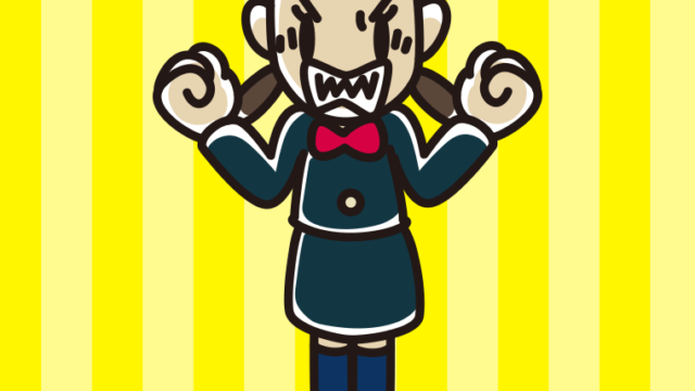 怒りが爆発する女子中学生のイラスト【色、背景あり】PNG