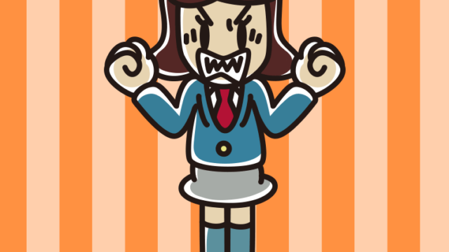 怒りが爆発する女子高校生のイラスト【色、背景あり】PNG