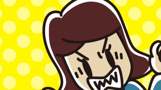 怒りが爆発する女子高校生の顔のイラスト【色、背景あり】PNG