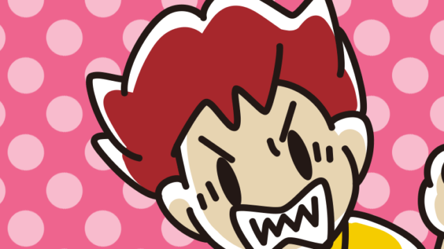 怒りが爆発する男子大学生の顔のイラスト【色、背景あり】PNG